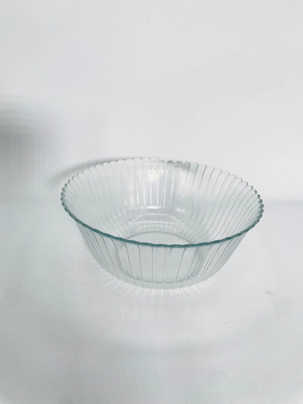 Vintage Arcoroc France Clear Ribbed Glass Nesting Serving Bowls 11” & 7” Set 2